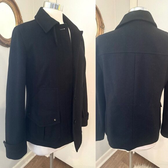 Woman’s Size M J. Crew Black Short Wool Blend Coat Jacket Pockets J Crew Preppy - Picture 5 of 14